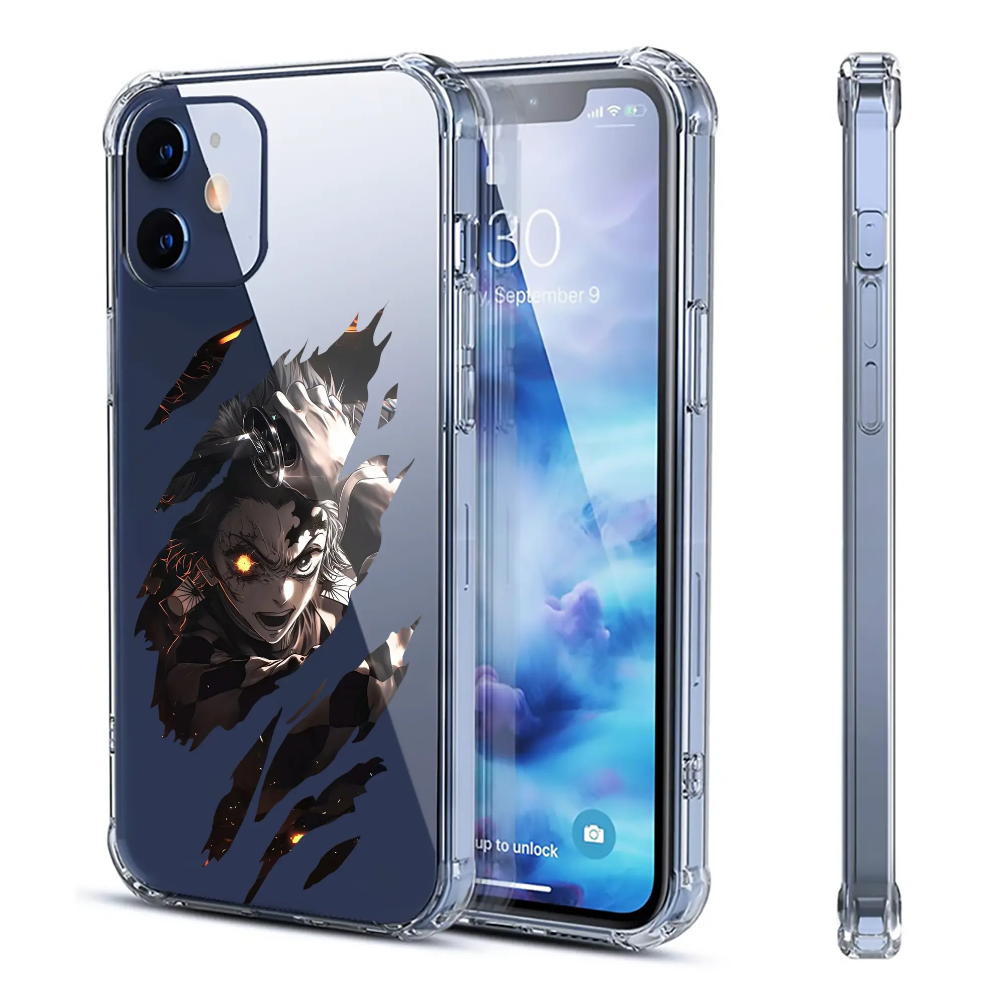 鬼滅の刃 グッズ,竈門 炭治郎 - IPhone 12シリーズ対応 ・ 透明スマホケース ・ クリアソフトケース ・ TPU素材 ・ 耐衝撃 ・ 高密着 ・ 防汚 防指紋 ・ 簡単着脱